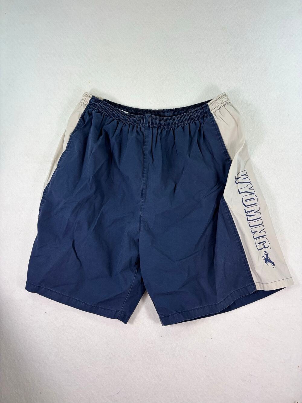 Vtg Gear For Sports Wyoming Swim Trunks Men's XL Mesh Lined Blue Cream Shorts
